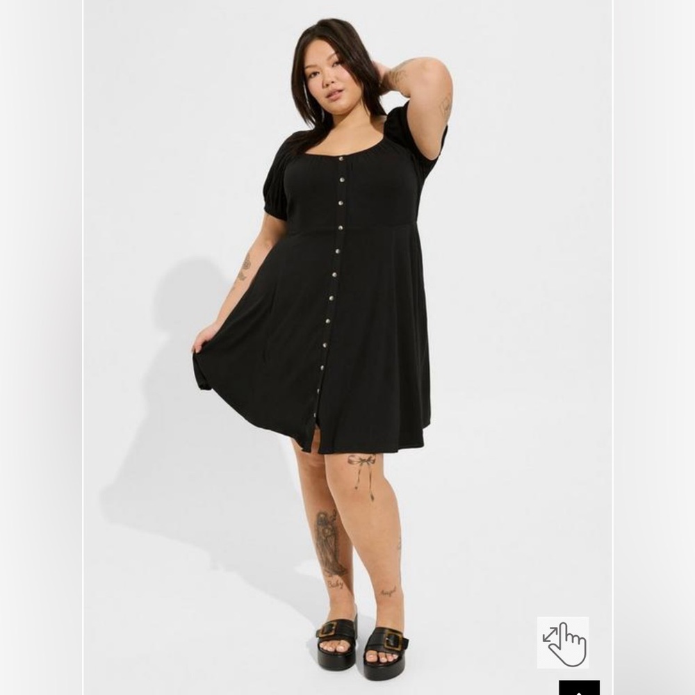 Torrid | Mini Rayon Slub Button Front Skater Dress | 3X